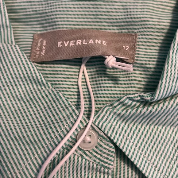 Everlane The Relaxed Oxford Shirt Mint Stripe Size 12 - NWT - Picture 2 of 7